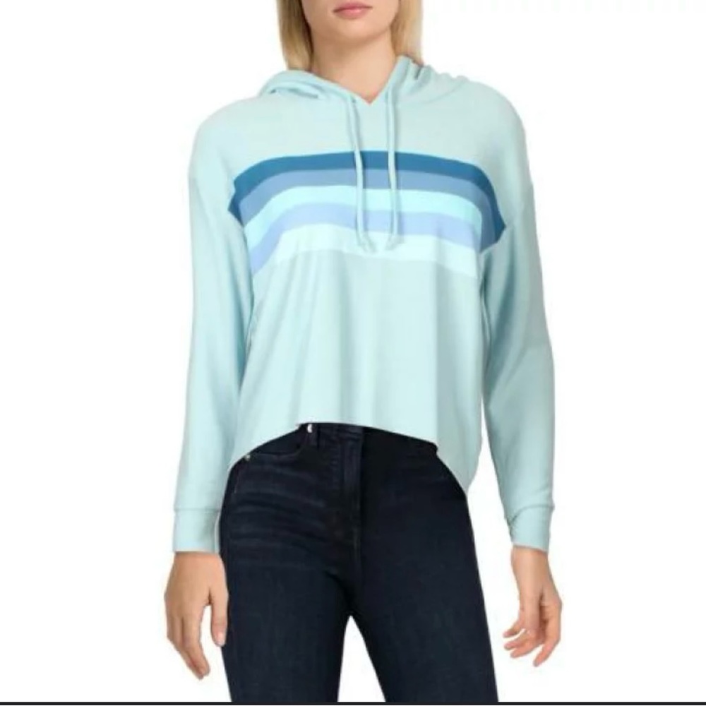 Chaser Light Blue Striped Hoodie Size Small